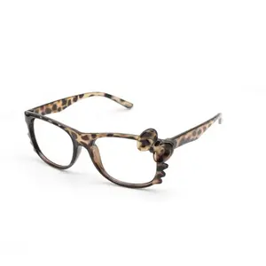 Women’s Y2K Leopard Kitty Glasses, Cute Cartoon Nerd Frame Fashion Decorative Eyewear