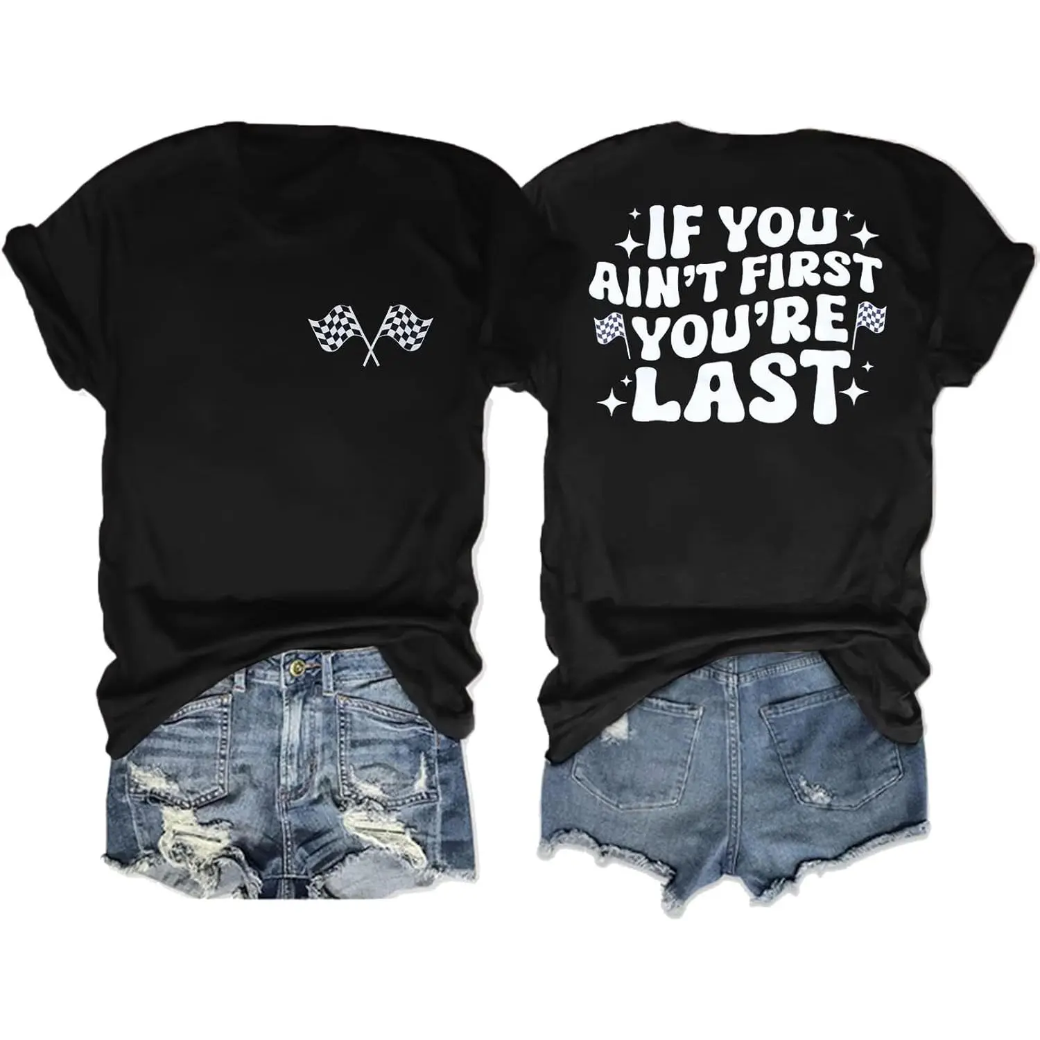 Bangli Engine Start T-shirt, Checkered Flag Racing Shirt, Unisex Casual Short-sleeve T-shirt for Race Days