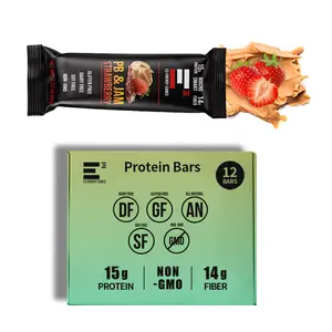 PB & Jam Strawberry Protein Bar(12 bars per Box)-Nuts,Grain Free,High Protein, Non-gmo,Soy Free-No Sugar Alcohols
