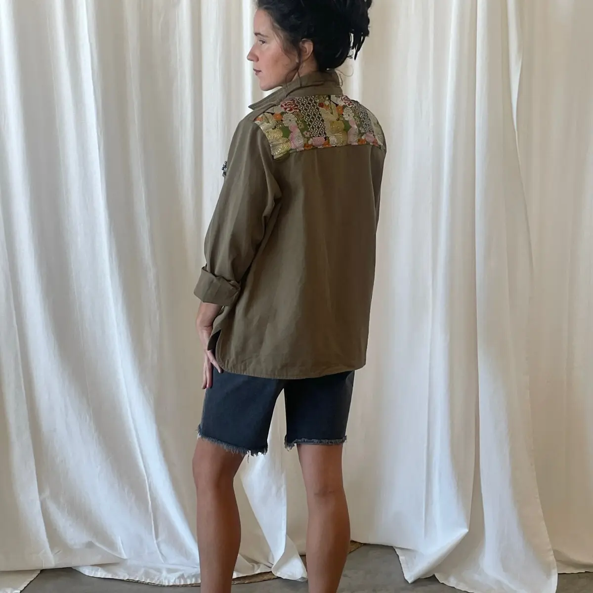 Olive Green Brocade Shacket