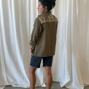 Olive Green Brocade Shacket