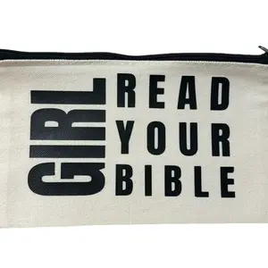 Trendy cute zipper pouch, pen holder, makeup bag, small pouch, girl read your Bible, Bible bag, Bible journal bag.