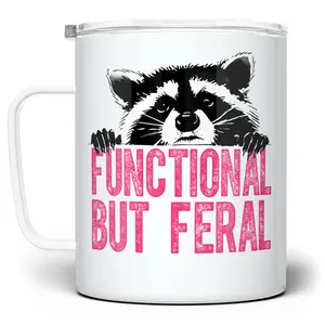 LOFTIPOP Functional But Feral Raccoon Mug, Sassy Sarcastic Raccoon Lover Gift Cup, Designed and Printed in the USA by Loftipop