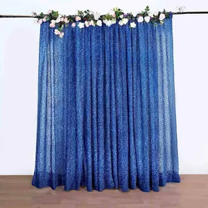 Royal Blue Metallic Shimmer Tinsel Backdrop Drape Curtain, Event Background Divider Panel - 20ftx10ft