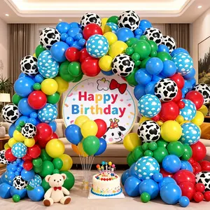 127 Piece Colorful Cartoon Cow Balloon Arch Kit, Birthday Party Decoration Set, Blue Balloons, Latex Balloons, Kids Birthdays, Baby Showers, Carnival Parties, Balloon Party Supplies