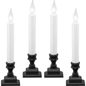 612 Vermont LED Battery Operated Window Candles with Timer, Bright Hot Spot, VT-1506A-4 (Pack of 4, Antique Bronze)