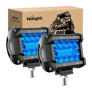 Nilight 4-Inch 60W Triple Row Spot Blue LED Pods (Pair) - LED Car Lights, 366LM, IP67 Rated, Adjustable Mount for Night Riding Needs