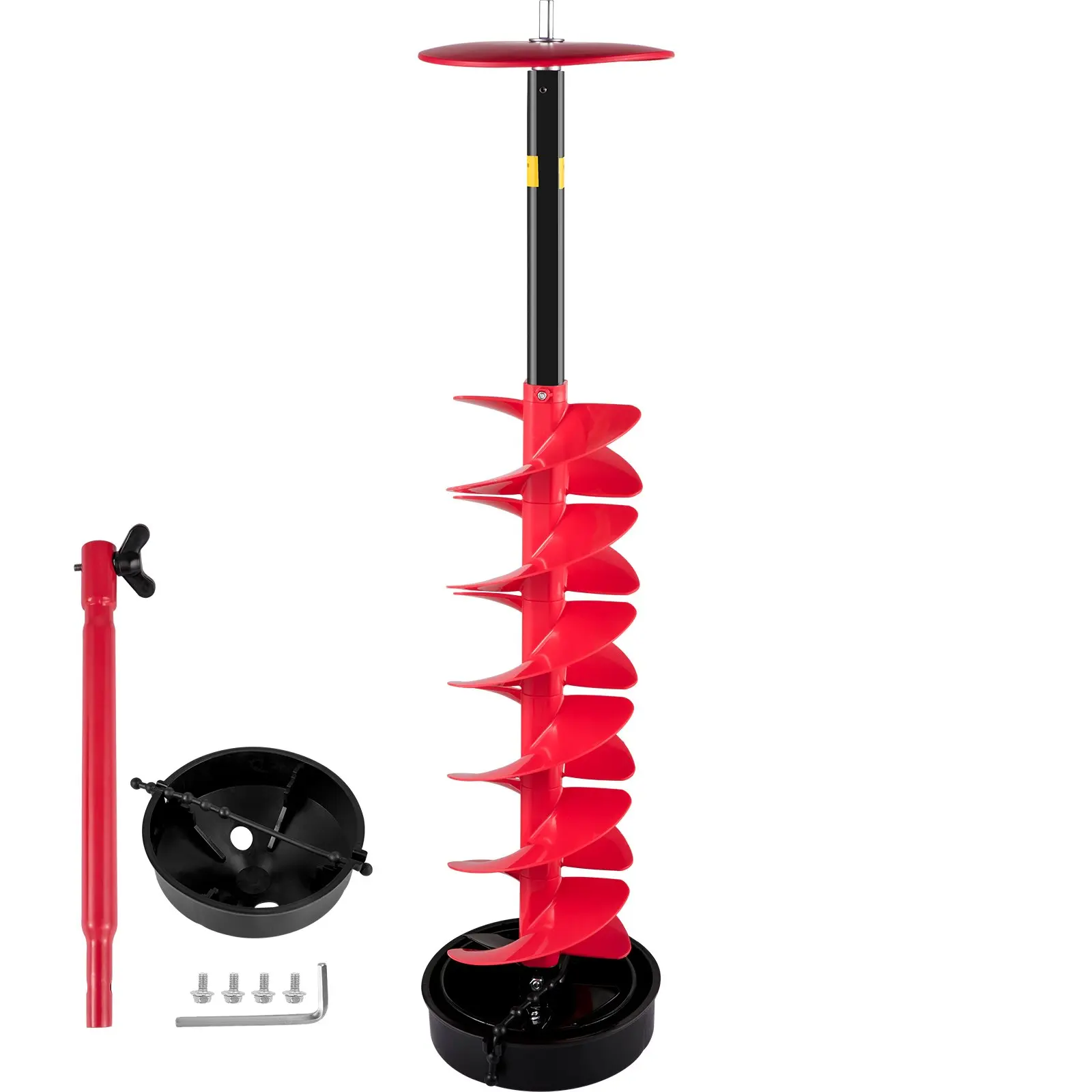 VEVOR Ice Drill Auger, 6 Diameter Nylon Ice Auger, 39 Length Ice Auger Bit, Auger Drill with 11.8 Extension Rod, Auger Bit with Drill Adapter, Top Plate Blade Guard for Ice Fishing Ice Burrowing