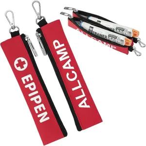 ALLCAMP 2Pack EpiPen Carrying Case  Insulated  Removable Sleeves with Secure Buckle, Compact Case for Travel, Daily, Sports, Outdoor (Red)