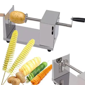 Stainless Steel Manual Potato Chipper Spiral Cutter Slicer for Homemade French Fries Twisted Potato Sticks Maker