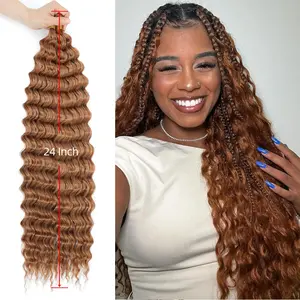Ocean Wave Crochet Hair Deep Wave Braiding Hair 24 Inch 2 Packs Synthetic Wet and Wavy Curly Hair Extensions for Boho Braids and Protective Hairstyles