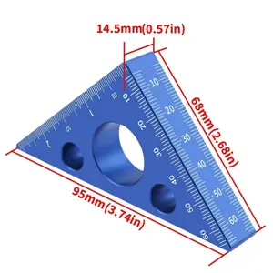 Aluminum alloy Triangle Ruler Woodworking High-precision Right Angle Ruler 45/90 Degree Scale, Inch/millimeter Dual gauge, Rust Proof Design, Lightweight Structure