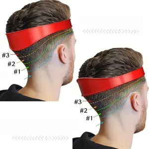 Men's Red Silicone Haircut Band - Flexible, Curved Hair Trimming Guide for DIY Home & Travel Use, Soft Grip Hair Styling Tool