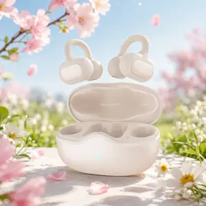 C01 Open Ear Clip-On Wireless Earbuds Bluetooth 5.4 with Charging Case, IPX4 Waterproof, 35H Playtime