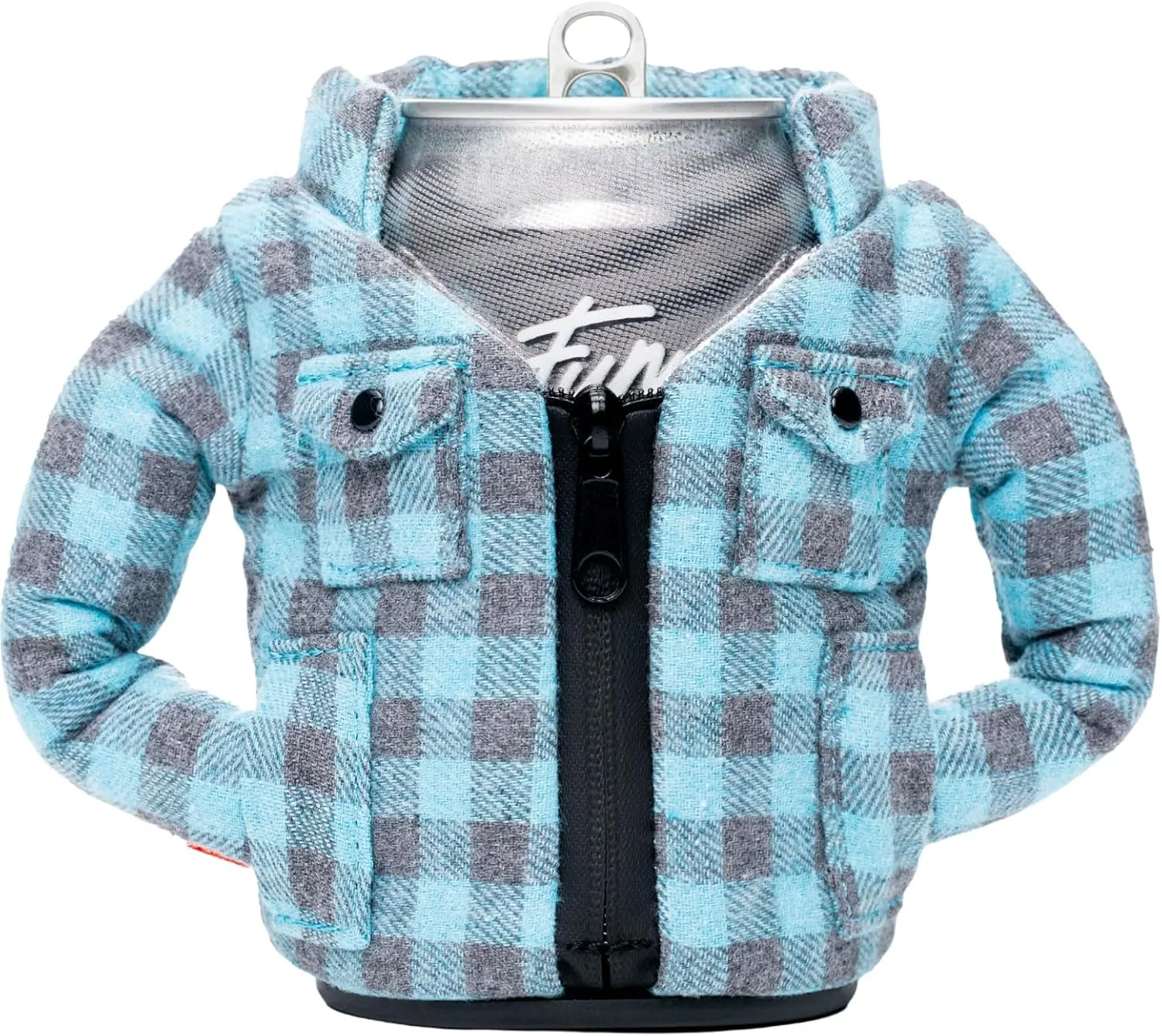 The Lumberjack Flannel Thermal Drinkware Cover - 12 oz Insulated Can Cooler, Bottle & Soda Can Insulator, Keeps Drinks Cold - Crater Blue