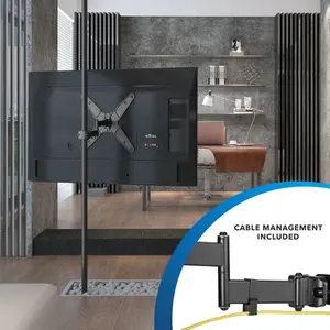 Mount-It! Full Motion TV Pole Mount – Height Adjustable Bracket with 360° Rotation & 90° Swivel | Easy Installation for Offices, Retail, and Commercial Spaces
