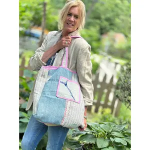 Redding Kantha Tote Bag - Soft Blue