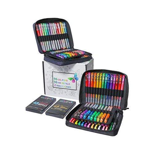 Gel & Glitter Pens for Adult Coloring: Metallic, Neon, and Glitter with Refills