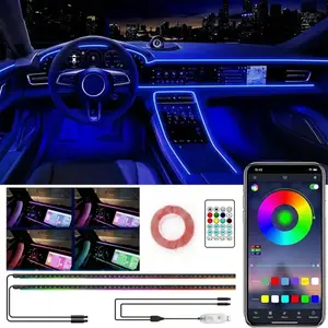 110cm+110cm Smart LED Interior Car Lights, USB Powered RGB Car Ambient Lighting with App Control & Music Sync, DIY Mode 2-in-1 Design, Multi-Color Decor for Cars Trucks，Gift for Men & Women