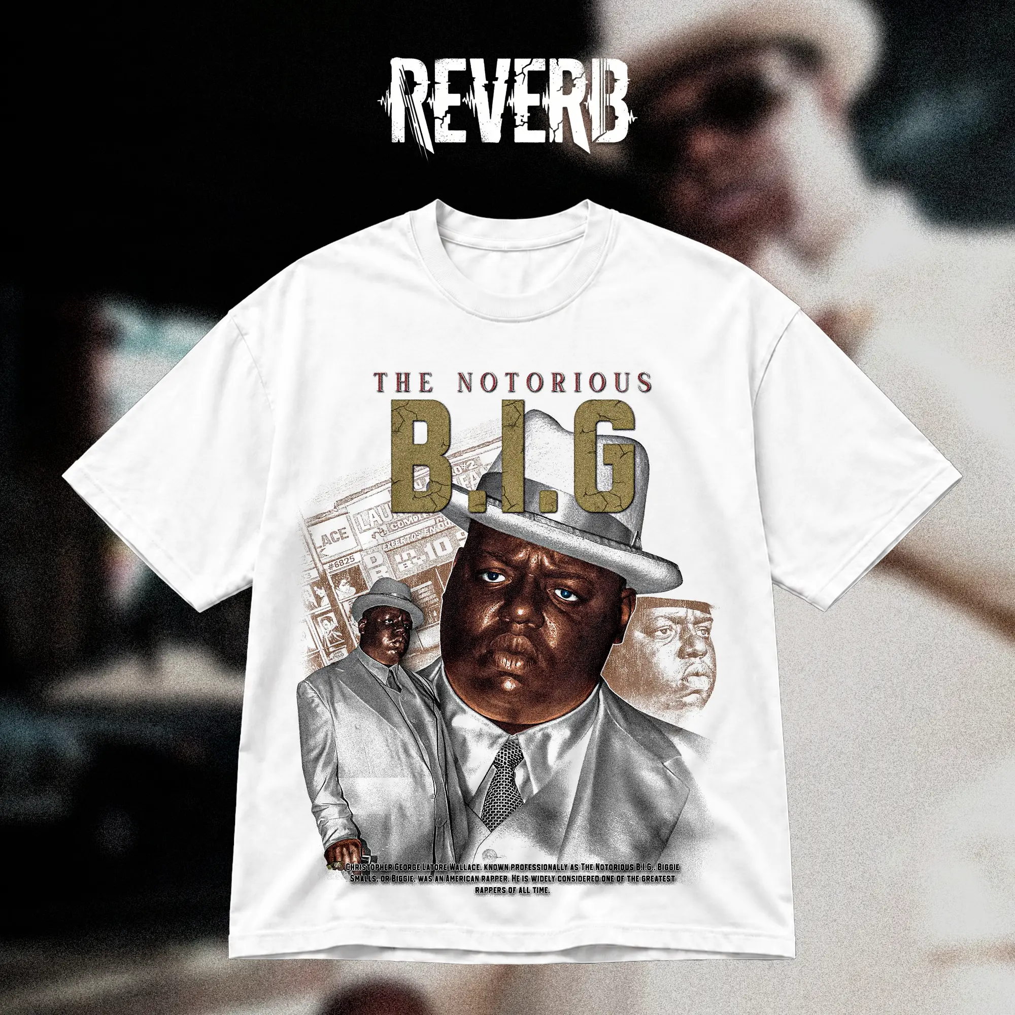 [REVERB] The Notorious B.I.G. Vintage Graphic T-Shirt, Biggie Smalls Hip Hop Rap Tee, 90s East Coast Streetwear Washed Oversized Cotton Unisex Gift