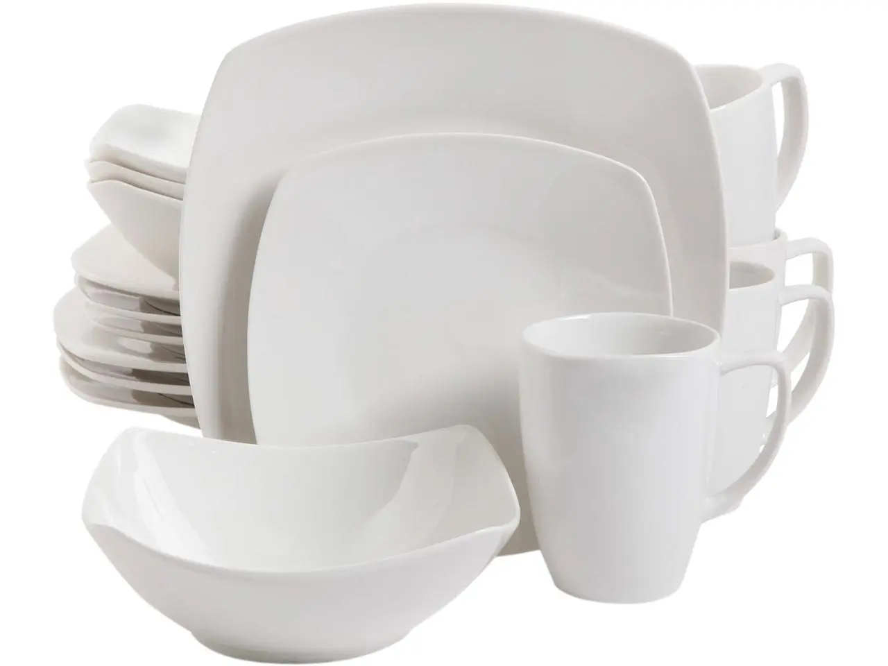 Gibson Overseas 16 Piece Zen Buffetware Dinnerware Set, White, Fine Ceramic Gibson Overseas 16 Piece Zen Buffetware Dinnerware Set, White, Fine Ceramic