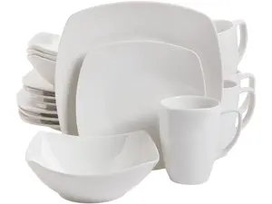 Gibson Overseas 16 Piece Zen Buffetware Dinnerware Set, White, Fine Ceramic Gibson Overseas 16 Piece Zen Buffetware Dinnerware Set, White, Fine Ceramic