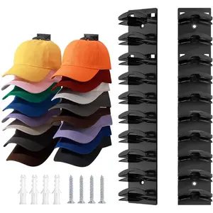 2 Pack Hat Organizer for Baseball Caps Hat Rack for Wall with Strong Adhesive Holder No Drilling Wall Mounted Storage Organizer Perfect for Bedroom Closet Entryway Space Saving Hat Storage Solution
