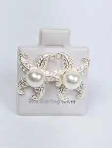 Starfish CZ Pearl Star Stud Earrings (16.5mm) - 925 Sterling Silver