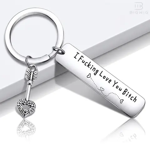 Women's Stainless Steel Best Friend Keychain for Women - Rustproof, Fade Resistant Metal, Naughty Cute Vibe, Engraved "I Fking Love You Bitch" Text, Portable Basic Daily Carry, Graduation Friends Gift, Costume Jewelry Accessory