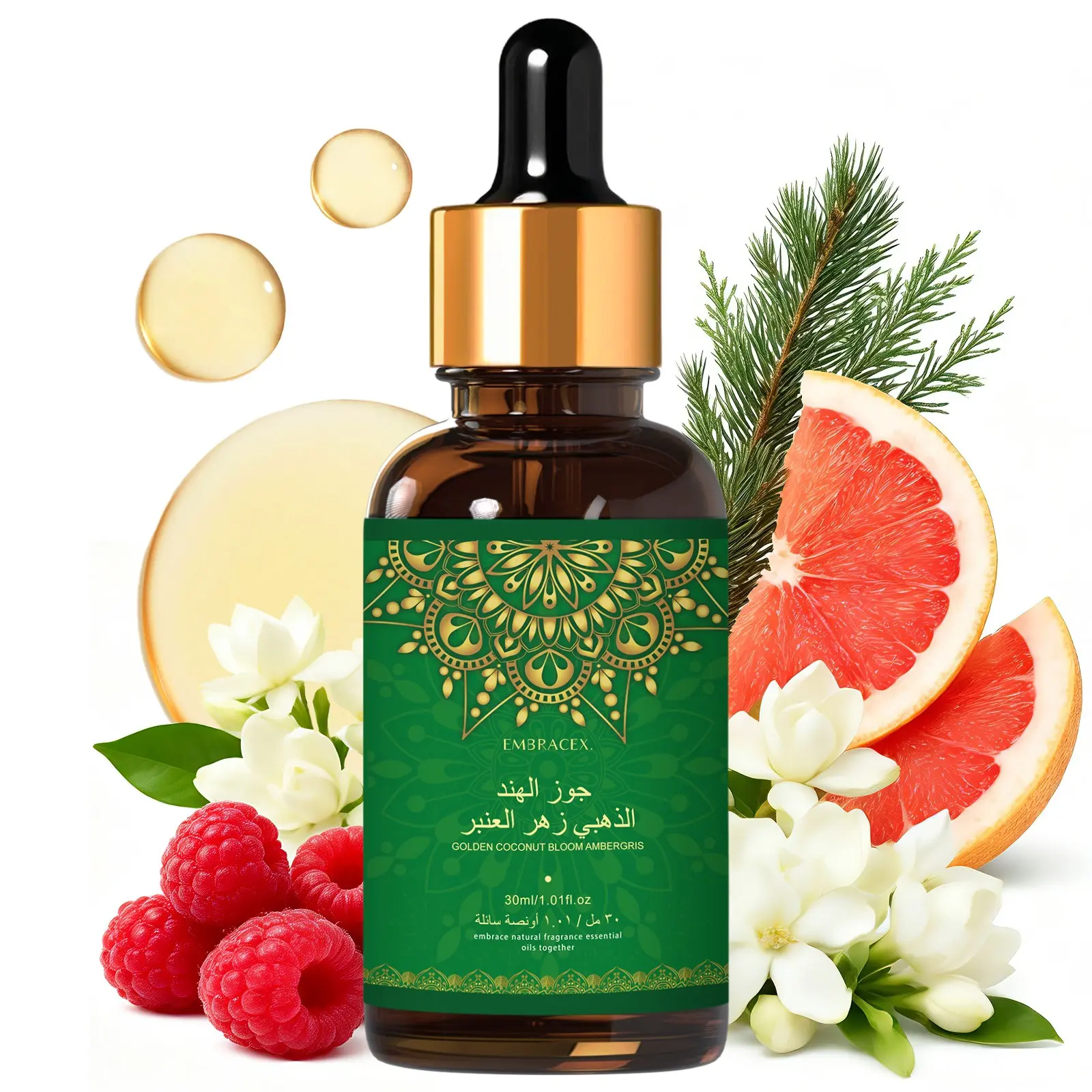 30ML Golden Coconut Bloom Ambergris Essential Oil, Refreshing Fragrance, Ideal for Diffusers, DIY Crafts, Home Decor, Gift