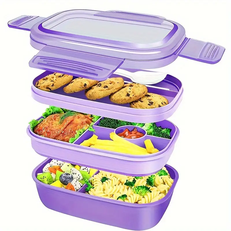 Bento Box Adult Lunch Box,3 Stackable Bento Lunch Containers for Adults/Kids, Modern Minimalist Design Bento Box with Utensil Set, Leak-Proof Lunchbox Bento Box for Dining Out, Work, Picnic, School Tableware