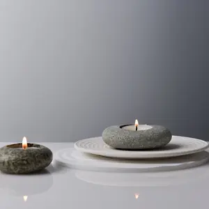 ICNBUYS Handmade Pebble Tea Light Candle Holder Handcrafted Tealight Holder for Zen Garden, Altar, Mantle, Desk, Table, Shelf