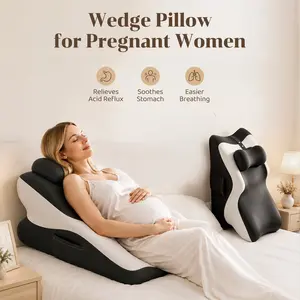 Rootling Ergonomic Memory Foam Wedge Pillow with Removable Washable Ice Silk Cover, 2-in-1 Backrest Reading Pillows for Full Body Neck Back Spine Leg Support, Breathable Multi-Purpose for Relaxation & Posture Correction, 2-In-1 Reading Pillows