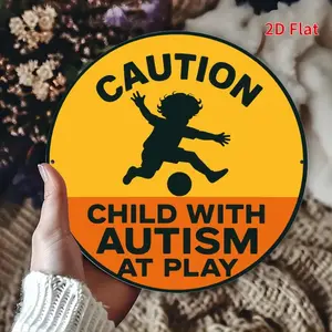 Children Autism Play Metal Sign, Front Door Porch Living Room Bedroom Home Decor, Rustic Outdoor Indoor Decoration, 1pc