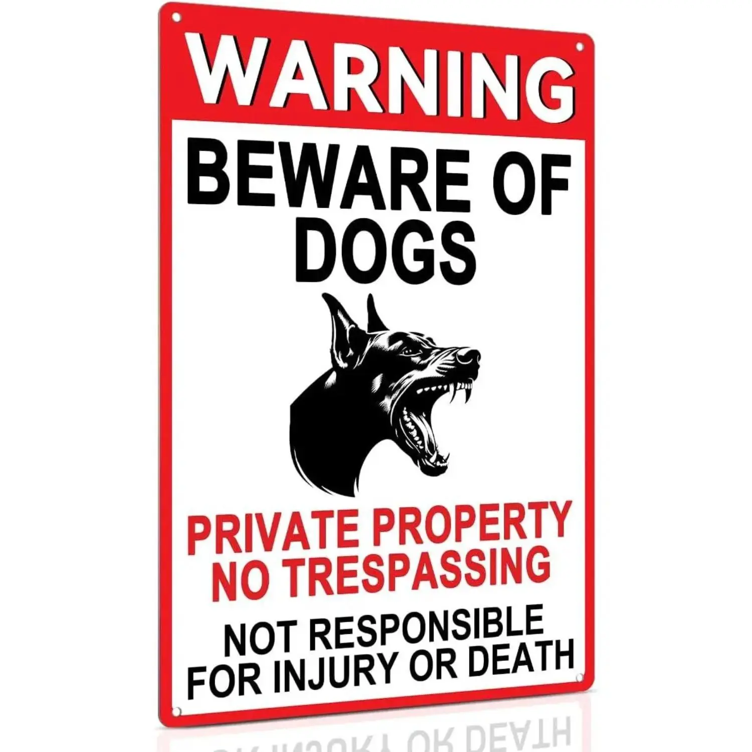 Beware Of Dog Home Decor Sign - UV-Protected Aluminum Outdoor Fence Marker for Private Property No Trespassing, 8x12 Inches