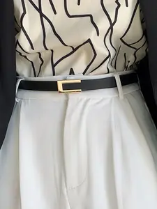 Women's Solid Pu Leather Belt, Fashionable Casual Waistband for Jeans & Skirt, All-match Fashion Accessories for Daily Wear, Trendy All-match & Exquisite Belt for Gift, Modern Buckle Belts