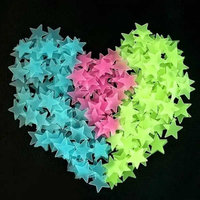 Glow in The Dark Stars for Ceiling, 2‑Piece Luminous Star and Moon Wall Stickers for Kids Bedroom & Nursery Décor, Multi‑Color Glowing Room Decorations, Easy Peel & Stick (Multicolor)