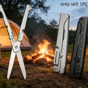 1pc Camping All-In-One Scissors, Foldable Multi-Functional Outdoor Emergency Scissors, Portable Pocket Tool, Garden Lawn Multifunctional Scissors, Survival Tools