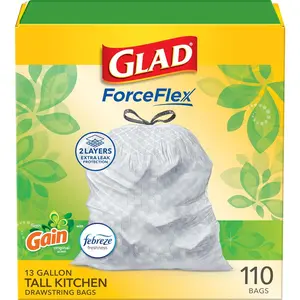 Glad ForceFlex Tall Kitchen Trash Bags, 13 Gallon, Gain Original, 110 Count (Package May Vary)