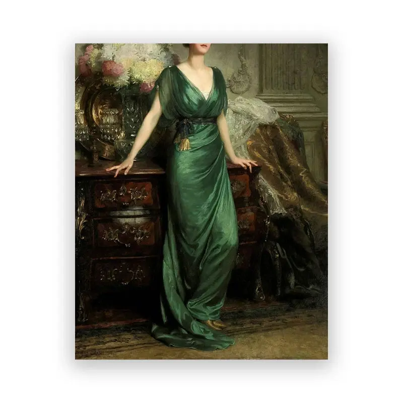 Women's Artistic Altered Crown Portrait Prints - Multi-Size Antique Painting for Room Decoration, Home Wall Decor, Border