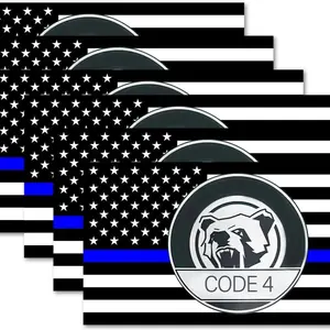 Thin Blue line Sticker Code 4 Show Police Support! Waterproof Decal for Car, Laptop, Helmet | Back the Blue Cop Gift