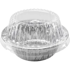 Durable Packaging Disposable 5 3/4" Aluminum Foil Extra Deep Meat Pot Pie Pan with Clear Snap on Lid - Round Oven Safe Baking Tins (Pack of 25)