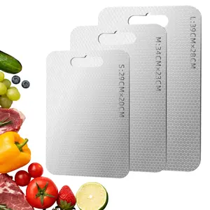 Titanium Cutting Board Set, Dishwasher Safe Stainless Steel Chopping Boards, Dual-Sided Titanium Coated, Antibacterial BPA Free, Kitchen Fruit Meat