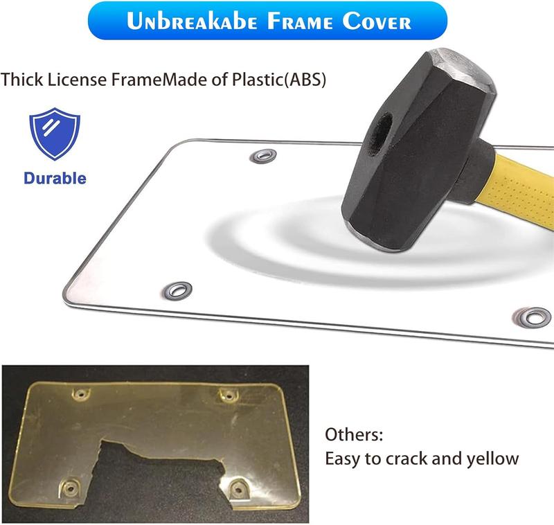 2 Pack Car License Plate Covers & Frame Combo, Front/Rear Car License Plates Shields Holder with Screw Caps for US Standard Cars