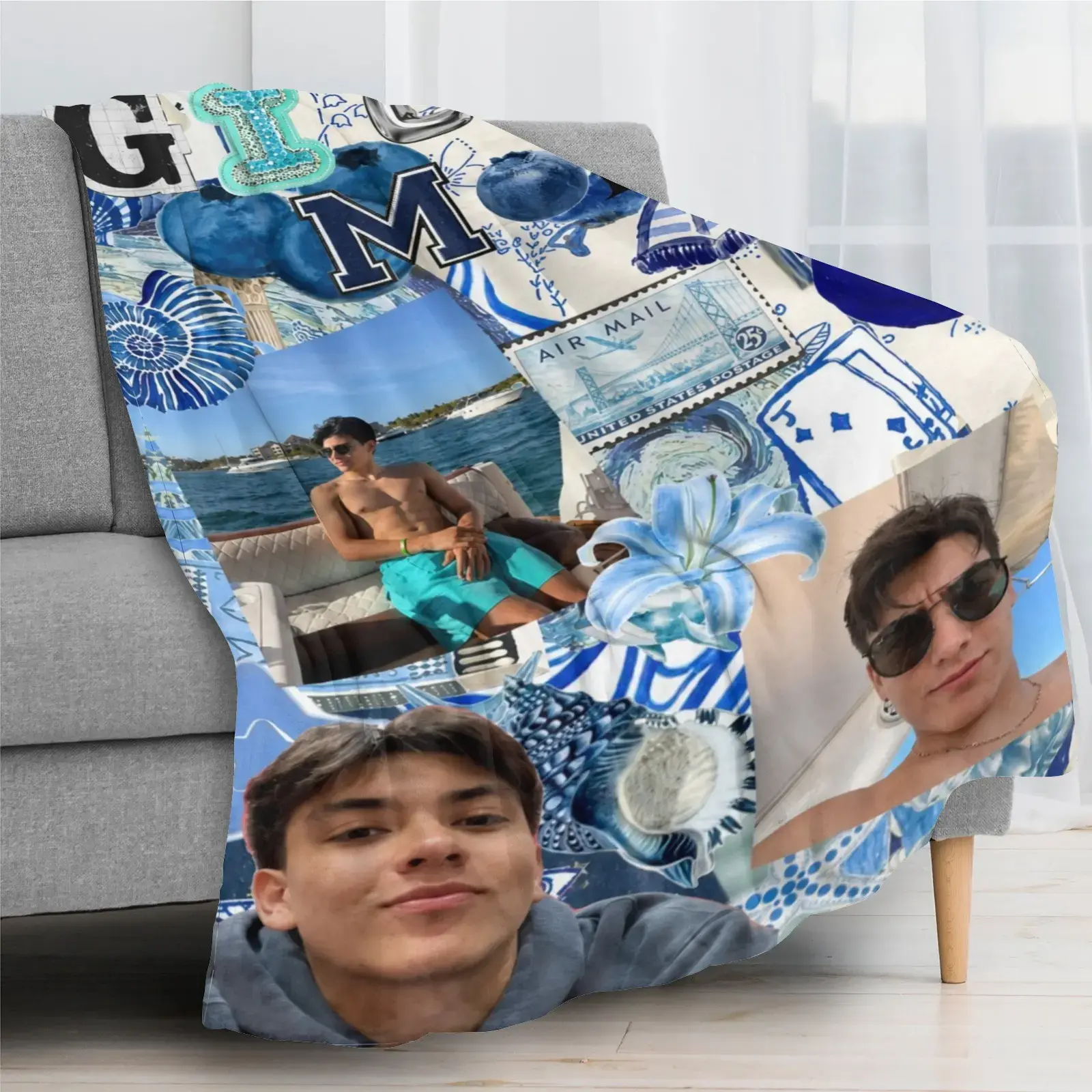 Gilberto Mora Mexico Photo Collage Print Flannel Blanket Sports Jersey Graphic Design Cozy Soft Throw For Bed Sofa Adults Game Room Aesthetic Room Styling Fan Merchandise Unique Holiday Gift