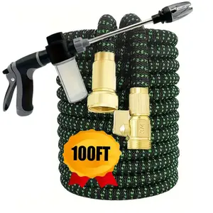 Retractable Magic Garden Hose - With High-Pressure Nozzle - Durable Rubber - 3-4inch US Standard Connector - Available in Various Lengths for Lawn Watering and Cleaning - Watering System