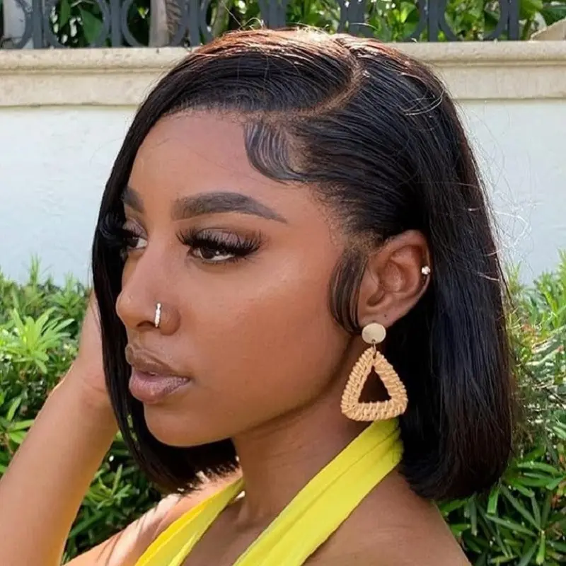 6x4 Straight Bob Wig Wigs For Women 7x5 Glueless Wigs Transaprent Lace Closure Wigs Human Hair Short Bob Wig Side Part T Part Natural HairLine 6x4 Pre Cut Lace Wig Summer Vibes