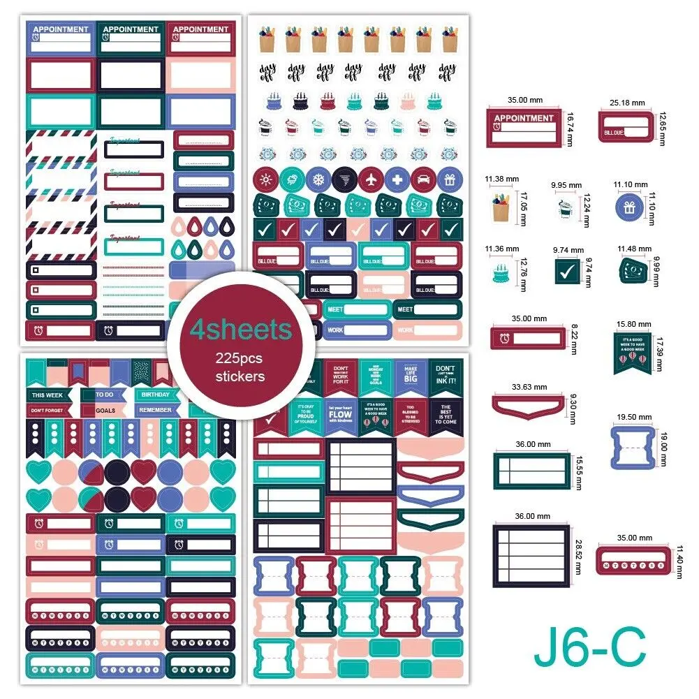 Budget Planner 225pcs/4 Sheets - Productivity Sticker Book for Creating Effective Daily Tasks and Planning