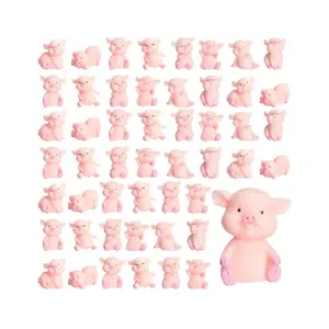 50 Pcs Cute Pink Pig Toy Figures Resin Miniature Pig Figurines Miniature Pig Cake Toppers for Cake Decoration, Home Decor, Mini Garden Decoration, Table Centerpieces, DIY Crafts