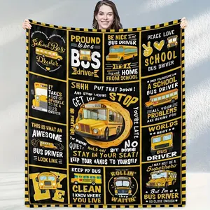 Cozy Flannel Bus Driver Appreciation Blanket - Perfect Gift for School & Public Transit Drivers, Design, Ideal for Birthdays & Back to School